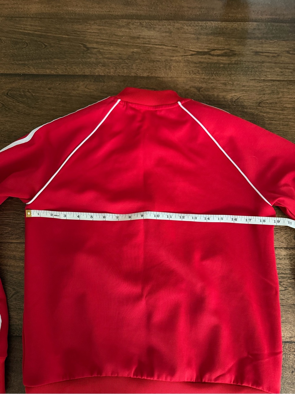 adidas Womens Red Track Jacket with White 3-Stripes and zipper pockets. size S - Picture 3 of 3